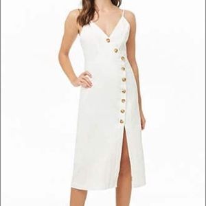 Midi white button front dress